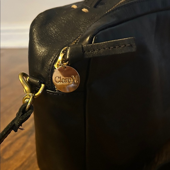 Clare V “Mirabel” Black Rustique Italian Leather Top-Handle Crossbody, NWT - Picture 2 of 3